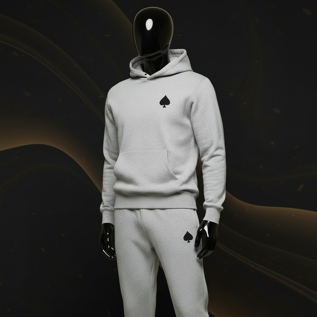 Gray Spade Logo hoodie and joggers