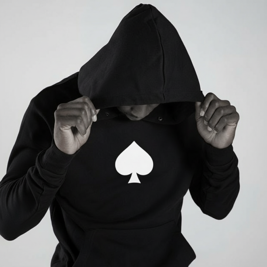 Spade Logo Hooded T-Shirt - black and white
